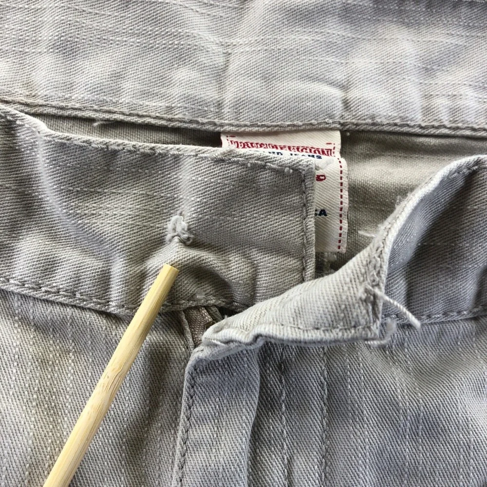 Vintage True Religion Jeans Mens 42x32 Tan Y2K Straight Skull Patch Made In USA